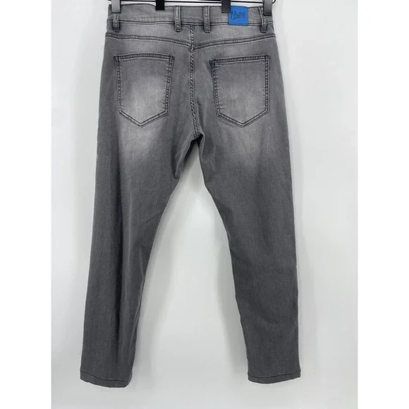 Mugsy Jeans Mens 32x32 Gray Beans Stretch Distress Whiskering Denim Grunge Biker - Picture 2 of 12